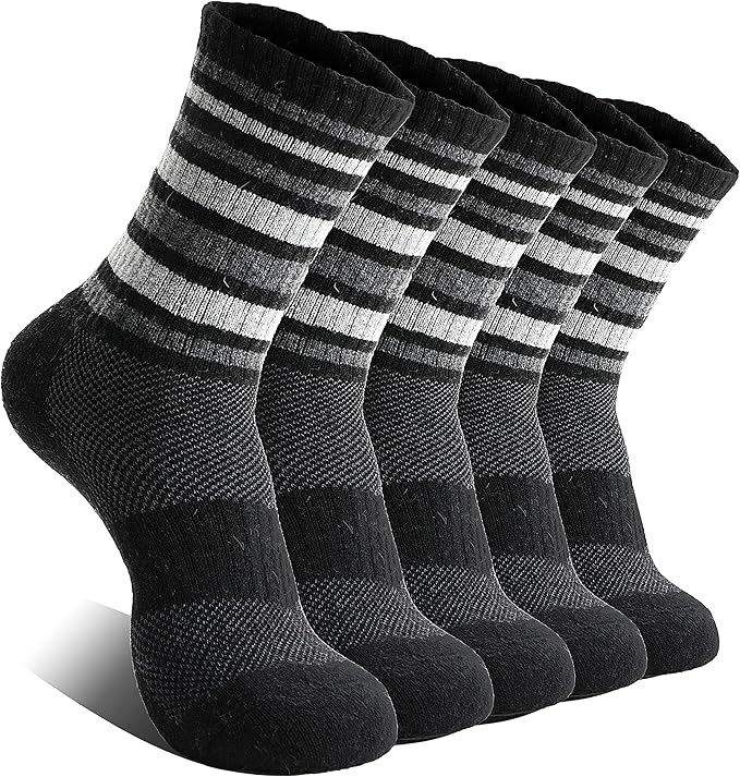 EBMORE 5 Pairs Womens Merino Wool Hiking Socks Thermal Warm Winter Boot Crew Cushion Work Gift Socks