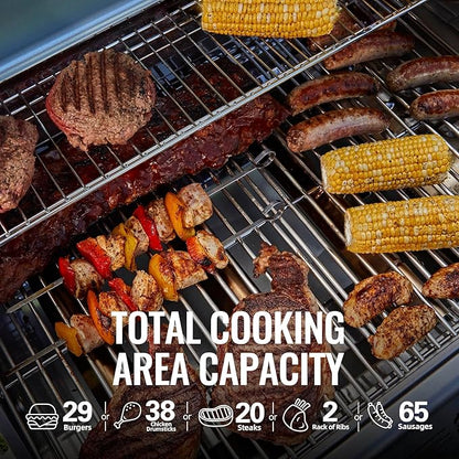 Royal Gourmet GA4402S 4 Burner Propane Gas Grill with Side Burner & Warming Rack, Stainless Steel Gas Grill with 54,000 BTUs Output for Barbecue Grilling & Backyard Cooking, Silver