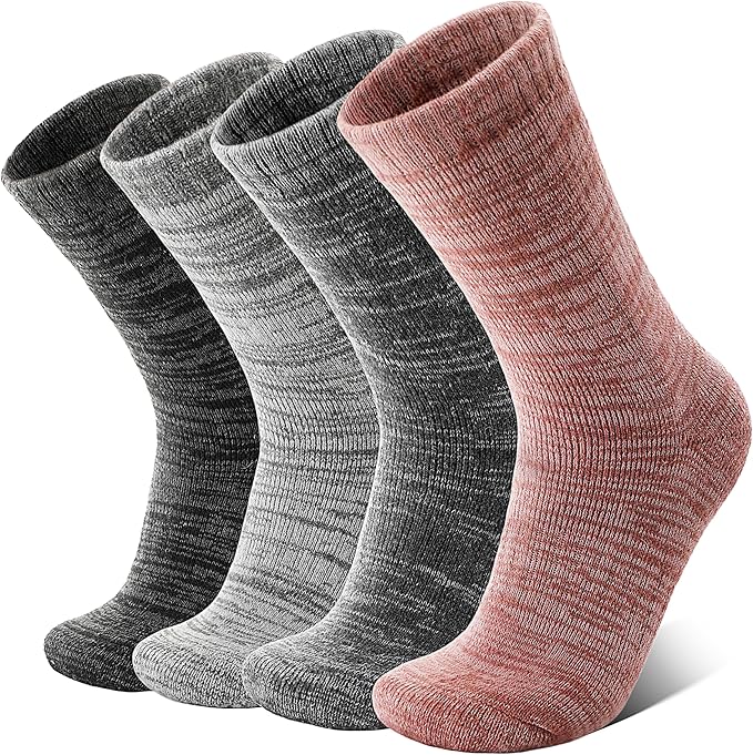 Anlisim Merino Wool Warm Boot Hiking Socks Thermal Extra Thick Winter Cozy Crew Comfy Cushioning Work Women Men Socks 4 Pairs
