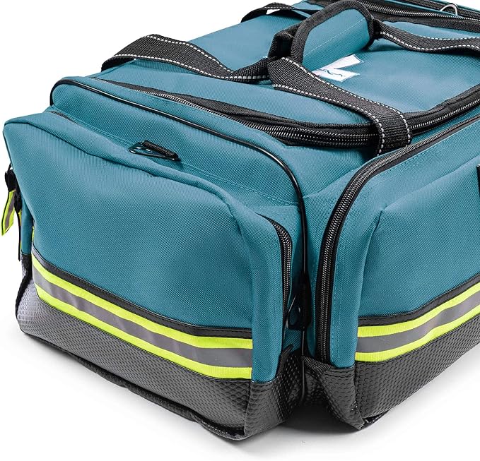 Scherber Fully-Stocked First Responder Bag | Large Professional EMT/EMS Trauma & Bleeding Kit | HSA/FSA Approved | CAT Tourniquet, HyFin Chest Seal, Israeli Bandage & 250+ First Aid Supplies (Blue)