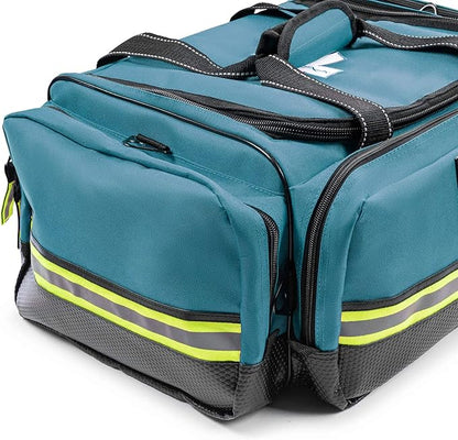 Scherber Fully-Stocked First Responder Bag | Large Professional EMT/EMS Trauma & Bleeding Kit | HSA/FSA Approved | CAT Tourniquet, HyFin Chest Seal, Israeli Bandage & 250+ First Aid Supplies (Blue)