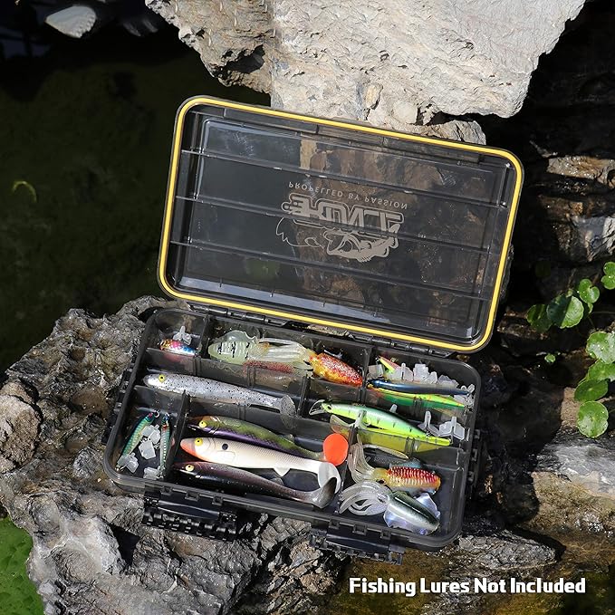 RUNCL Fishing Tackle Box, Waterproof Tray for Jigs Lures, Thicker Floating Tackle Utility Box with Adjustable Dividers, 3600/3700/Large 3700 Size