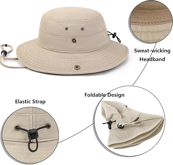 Foraker Bucket Sun Hats with Wide Brim for Men Women, UPF 50+ Boonie Hat Foldable UV Protection Hiking Beach Fishing Safari