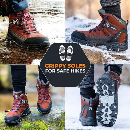 Foxelli Men’s Hiking Boots – Waterproof Breathable & Lightweight Suede Leather Hiking Boots for Men