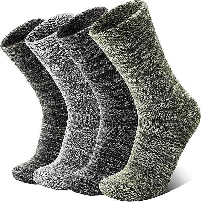 Anlisim Merino Wool Warm Boot Hiking Socks Thermal Extra Thick Winter Cozy Crew Comfy Cushioning Work Women Men Socks 4 Pairs