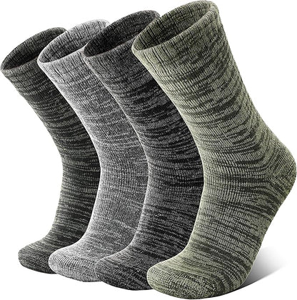 Anlisim Merino Wool Warm Boot Hiking Socks Thermal Extra Thick Winter Cozy Crew Comfy Cushioning Work Women Men Socks 4 Pairs