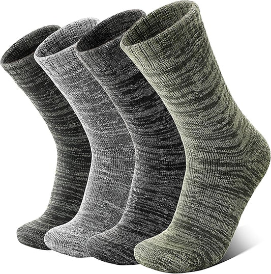 Anlisim Merino Wool Warm Boot Hiking Socks Thermal Extra Thick Winter Cozy Crew Comfy Cushioning Work Women Men Socks 4 Pairs