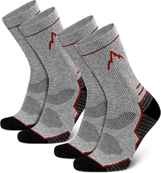 SIXDAYSOX Mens Merino Wool Hiking Socks, Moisture Wicking Cushioned Hiking Socks for Outdoor Trekking Cycling, 2 Pairs