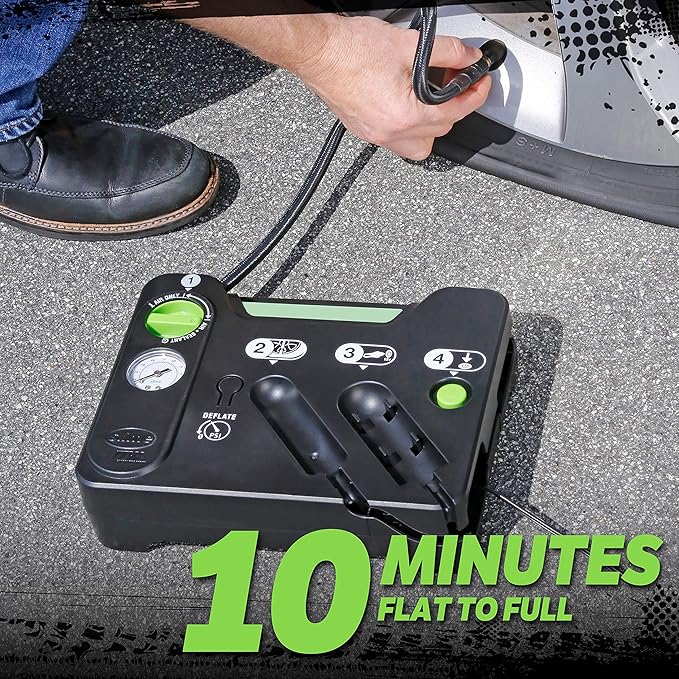 Slime 50122 Flat Tire Puncture Emergency Kit, Includes Sealant and Tire Inflator Pump, Analog, Suitable for Cars and Other Highway Vehicles, 10 Min Fix