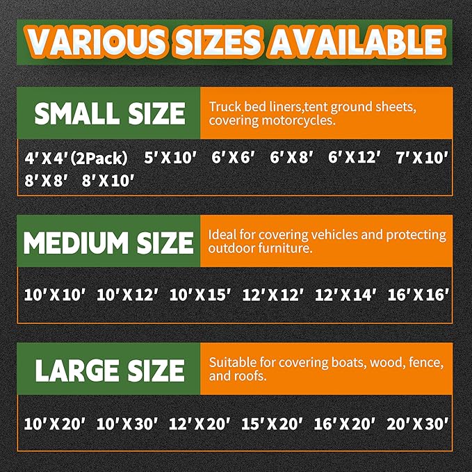 RAINDEWAY Tarps Heavy Duty Waterproof 6x12 Feet,10.5 Mil Waterproof Tarps for Outdoors,Multipurpose Poly Tarp Cover with Metal Grommets and Reinforced Edges,Green/Blue