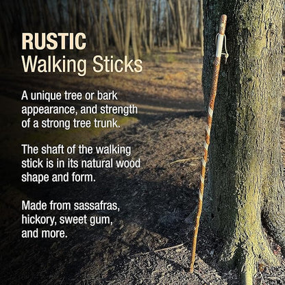 Brazos Rustic Wood Walking Stick, Twisted Sassafras, Traditional Style Handle, for Men & Women, Made in The USA