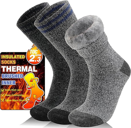 3 Pairs Winter Thermal Socks for Men & Women Warm Winter Ski Thick Boot Insulated Socks for Cold Weather