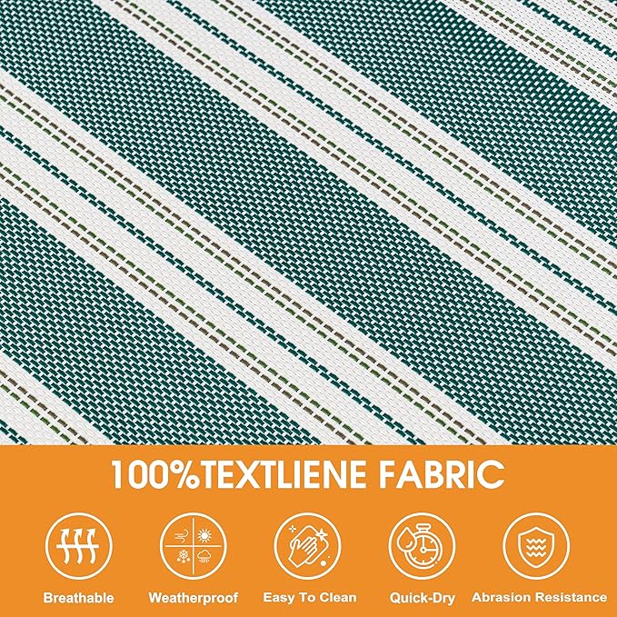 Lazy Daze Hammocks Quick Dry Hammock with Spreader Bar Textliene Fabric Double 2 Person Hammock with Chains Outdoor Patio Poolside Backyard Beach 450 lbs Capacity, Green Stripes