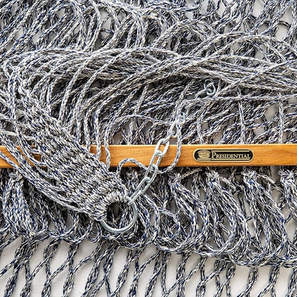 Original Pawleys Island Deluxe Navy Oatmeal Heirloom Tweed DuraCord Rope Hammock – 13 ft. x 65 in, 2-Person, 450 lb Capacity, Oak Spreader Bar, Zinc-Plated Hardware, Handcrafted in The USA