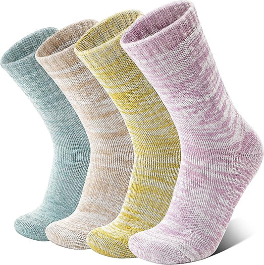 Anlisim Merino Wool Warm Boot Hiking Socks Thermal Extra Thick Winter Cozy Crew Comfy Cushioning Work Women Men Socks 4 Pairs