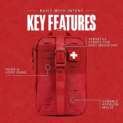 MY MEDIC MyFAK PRO Ifak First Aid Kit - 140 Life Saving Trauma and Medical Items - HSA FSA Home Medical Kit for Camping or Car - Red