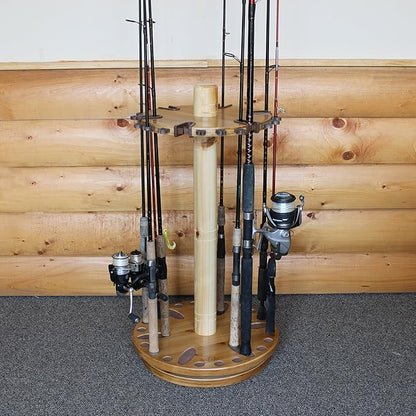 Rush Creek Creations Fishing Rod Holder - 360 Spinning Rack for Garage Organization and Storage, Pole Holder for Reels, Gear, Accessories, Tackle Box