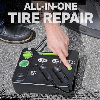 Slime 50123 Flat Tire Puncture Emergency Kit, Includes Sealant and Tire Inflator Pump, Digital, Suitable for Cars and Other Highway Vehicles, 8 Min Fix