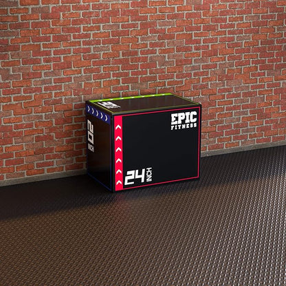 3-in-1 Foam Plyometric Jump Box - High-Density EPE Foam Core - Non-Slip & Easy-to-Clean PVC Leather Cover - Box Height: 20", 24", 30" - For HIIT, MMA, Crossfit, Exercise, Fitness Training